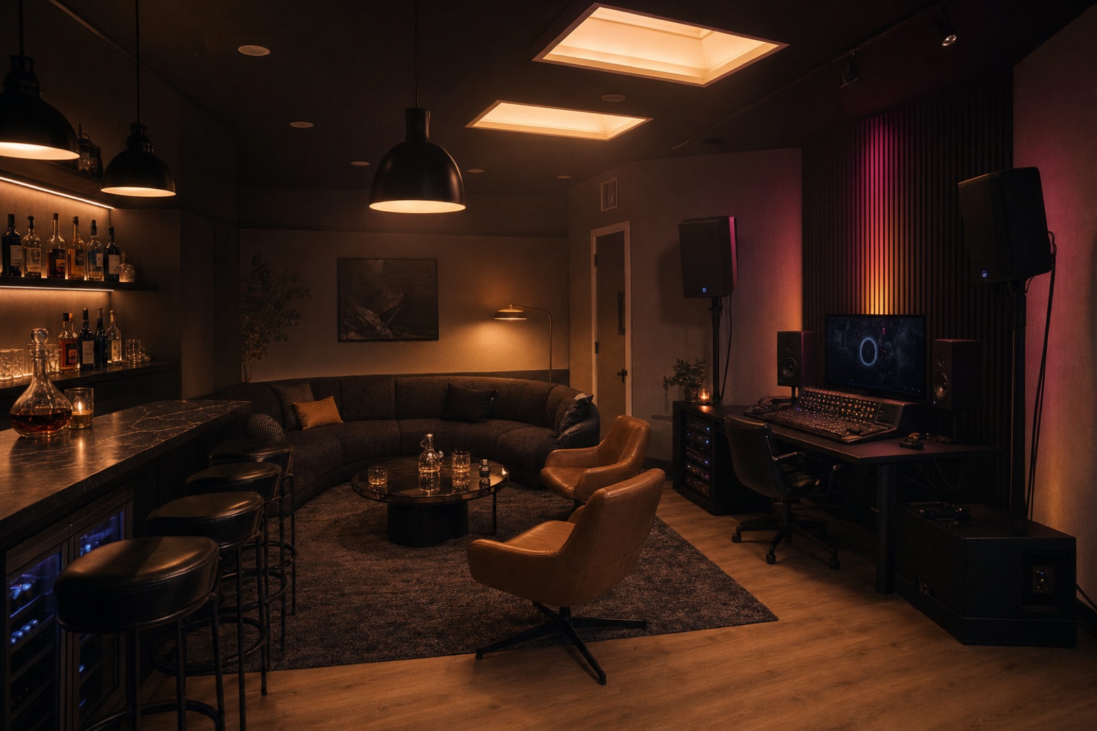 Original hero render of the lounge redesign, no guitars on the walls.